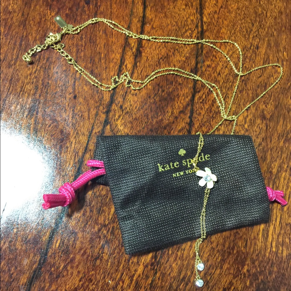 kate spade gold floral pendant necklace with crystal accents